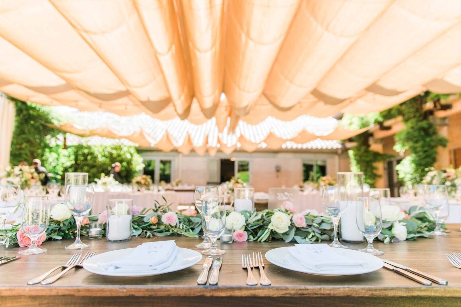 seven branches the courtyard table ready to receive food