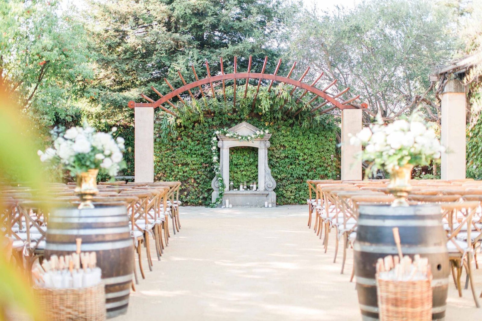 seven branches wedding venue with lots of benches ready to have a wedding